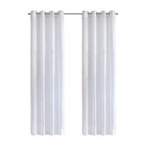 Habitat 100% Polyester Regina Sheer Chevron Delightful Textured Grommet Curtain Panel White - 1 of 4