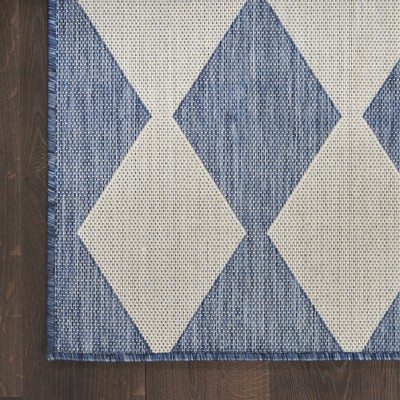 Navy Blue Diamond Pattern 6' x 9' Outdoor Rug