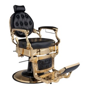 Karl Home Black with Gold Vintage Style Heavy Duty Hydraulic Recline Barber Chair - 1 of 4