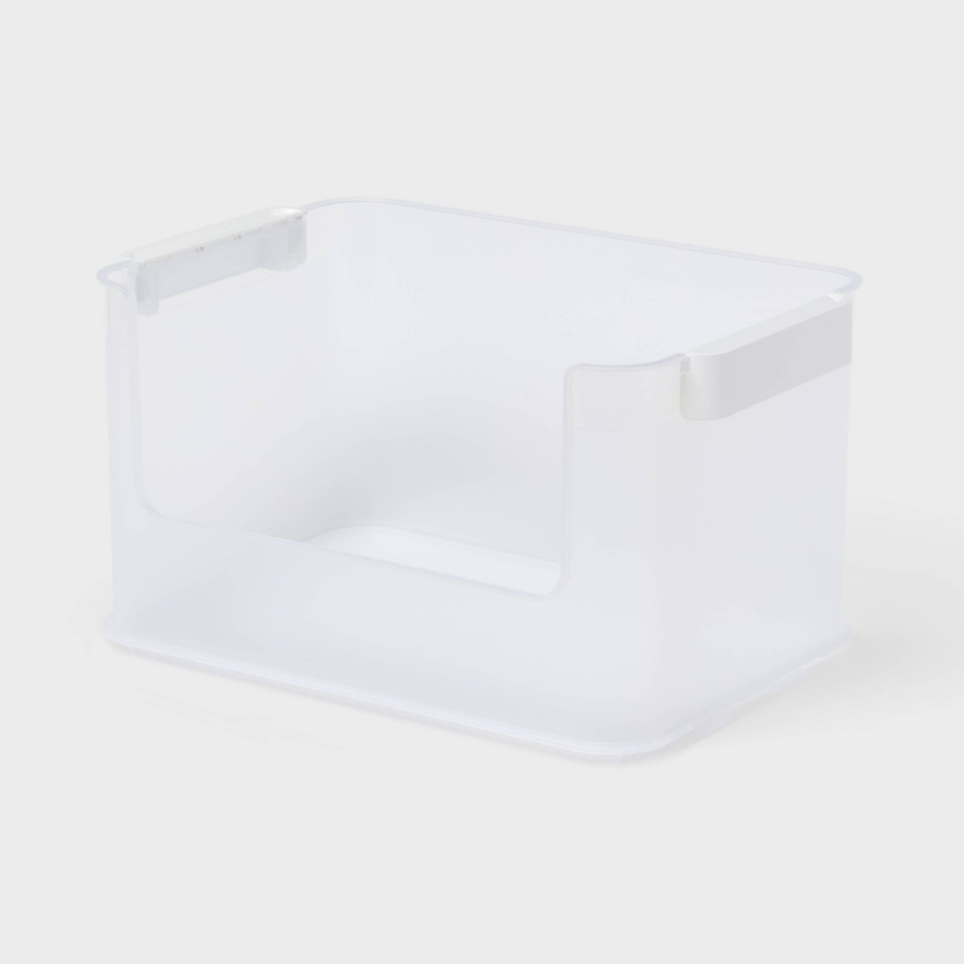 Click in Place 20.7qt Clear Open Front Plastic Storage Bin for Home and Office Organization White Latch - Brightroom™