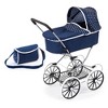 Bayer Design Dolls: Classic Deluxe Pram - Blue &White - Includes Shoulder Bag - 4 of 4
