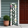 HomeRoots 36" Green Pink And White Solid Wood Tropical Floral Summer Porch Sign - 2 of 4