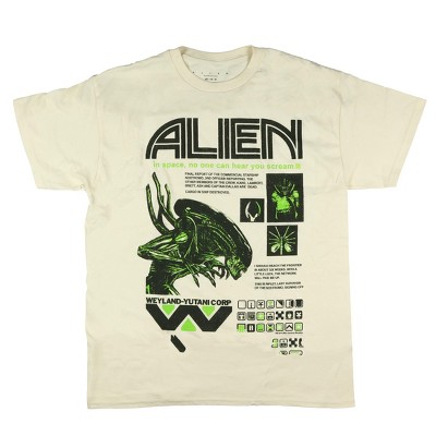 Seven Times Six Alien Shirt Mens In Space No One Can Hear You Scream Adult Short Sleeve Tee Beige