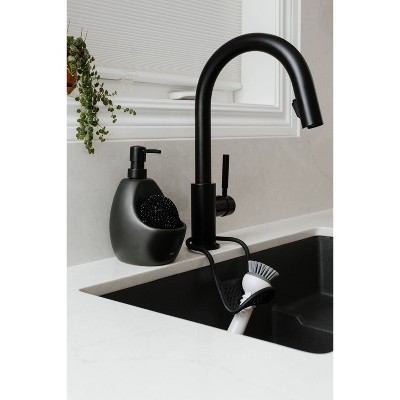 Black Stainless Steel Soap Dispenser with Scrubby Caddy