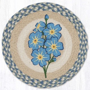 Earth Rugs Rustic Forget Me Not Round Placemat Eco-Friendly Braided Jute 15" - 1 of 3