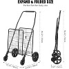 Shopping Cart for Groceries, Foldable Utility Cart with Rolling Swivel Wheels,with Wide Cushion Handle Bar,20.4*17.3*36.2inch,70lbs Load Capacity - 2 of 4