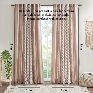 Wikineon Cotton Printed Curtain Panel with Chenille Stripe and Lining Blush 50x84 - 1 of 4