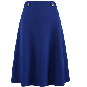 INSPIRE CHIC Women's Solid Flare High Waist Casual Work A-Line Midi Skirts - 1 of 4
