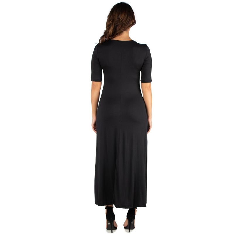 24seven Comfort Apparel Womens Casual Maxi Dress With Sleeves, 3 of 5
