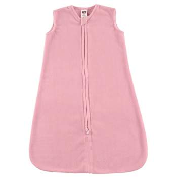Hudson Baby Infant Girl Plush Sleeping Bag, Sack, Blanket, Solid Light Pink Fleece