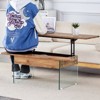 FONTOI Multifunctional Lift Top Coffee Tables with Marble Pattern&Glass Legs&Non-Slip Feet for Living Room Bedroom Office, Brown, 23.6"*16.3"*43.4" - 4 of 4