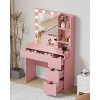 Modern Vanity Makeup Desk with Vanity Mirror, Built-in Lights, 4 Drawers, Crystal Ball Knobs, Power Outlet, White Makeup Desk for Bedroom - 2 of 4