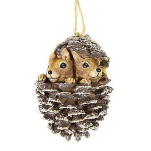 Roman 3.25 In Animal In Pinecone Ornament Christmas Wildlife Friends Tree Ornaments - 1 of 3