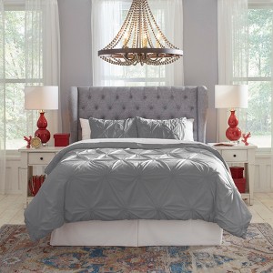 Pointehaven Knotted Woven 100% Combed Cotton Breathable Percale Duvet Set - 1 of 3