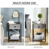 Industrial End Table with Storage Shelf, Accent Side Table with Drawer for Living Room, or Bedroom, Grey - 4 of 4