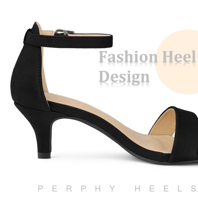 Perphy Women's Open Toe Ankle Strap Kitten Heels Sandals, 4 of 7