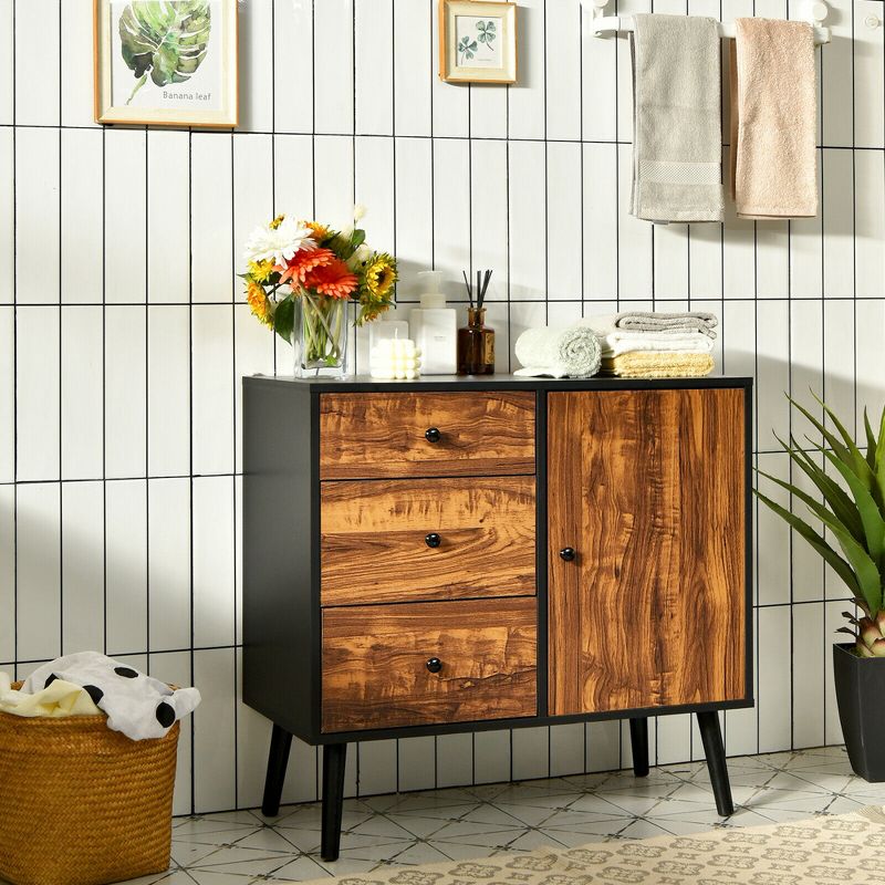 Tangkula Storage Cabinet w/Drawer & Side Cabinet 31.5" Sideboard Dresser Cupboard, 4 of 11