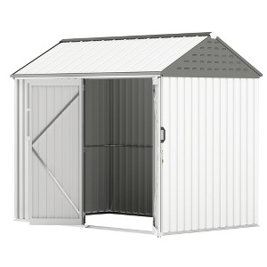 8' x 6' Metal Garden Storage Shed, Extra Large Outdoor Tool Storage House w/ Doors, Window and Air Vents - 1 of 4