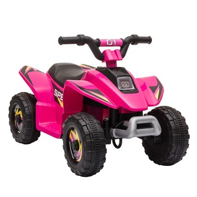 Aosom 6V Kids ATV Ride on 4-Wheeler Car, Electric Quad Toy Battery Powered Vehicle with Forward/ Reverse Switch for 18-36 Months Toddlers, Pink