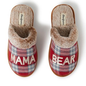 Dearfoams Women's Mama Bear Red Plaid Mom Scuff Slipper - 1 of 4