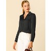 INSPIRE CHIC Women's Elegant V Neck Long Sleeve Office Work Satin Shirt - 2 of 4