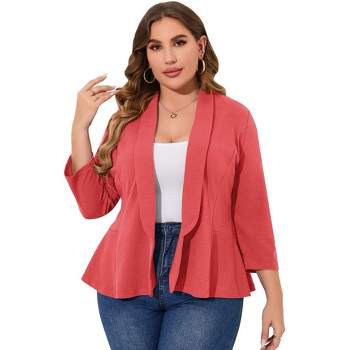 Whizmax Women Plus Size Casual Blazer Open Front Long Sleeve Work Office Cardigan Jackets