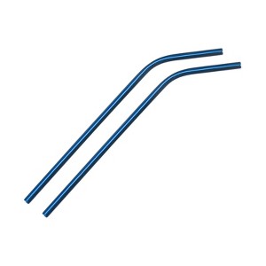 Unique Bargains Smooth Large Cocktail Coffee Juice Reusable Metal Straws 2 Pcs - 1 of 3