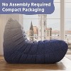 SYFERLORY Soft Beanbag Chair - Memory Foam Floor Sofa for Living Room, Bedroom or Office - Single Seat Lounger with Removable Cover，Blue and White - 4 of 4