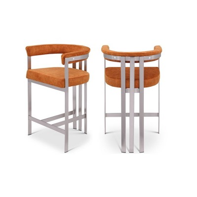 Meridian Furniture,Marcello Cognac Velvet Counter Stool, Set of 2