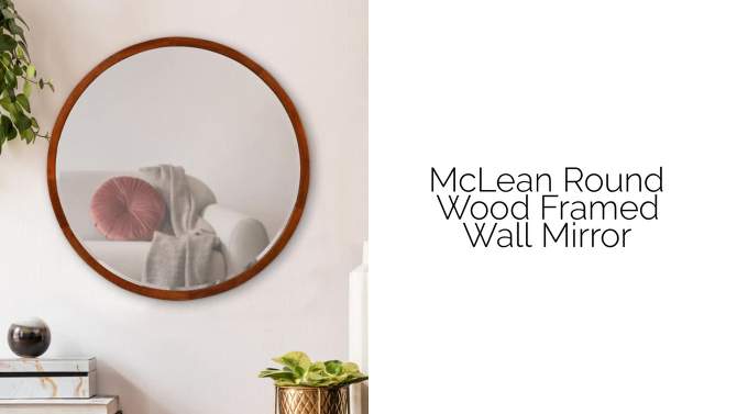 24&#34; McLean Round Wall Mirror Walnut Brown - Kate &#38; Laurel All Things Decor, 2 of 9, play video