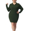 Agnes Orinda Women's Plus Size Knit Long Sleeve Zipper Collar Pullover Mini Sweater Dresses - 2 of 4
