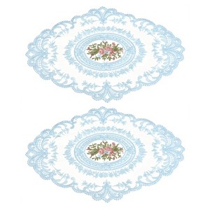 Unique Bargains Retro Lace Embroidered Polyester Placemat 2 Pcs - 1 of 4