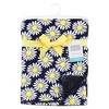Hudson Baby Infant Girl Plush Blanket with Furry Binding and Back, Navy Daisy, One Size - 2 of 2