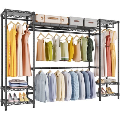 VIPEK X3 Portable Closet Expandable Clothes Rack Heavy Duty Large Wardrobe System, Metal Clothing Rack with, (72" - 92")L x 15.7"W x 76.4"H, Black