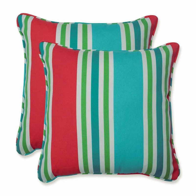 Aruba Stripe 2pc Outdoor Throw Pillows - Pillow Perfect, 1 of 6