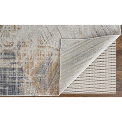 Gray and Beige Abstract Synthetic 3x5 Area Rug