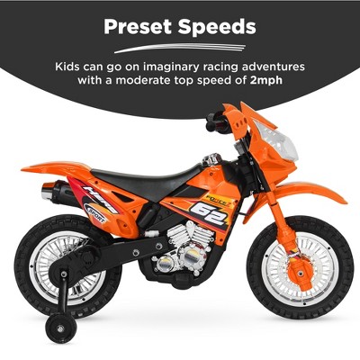 6V Orange Kids Electric Ride-On Motorcycle with Training Wheels
