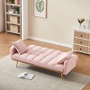 Kumasinova 69" Adjustable Sofa Bed,Teddy Fabric 3-Seater Sleeper Sofa with Adjustable Backrest,Golden Metal Legs,Couch for Living Room,Bedroom - 2 of 4