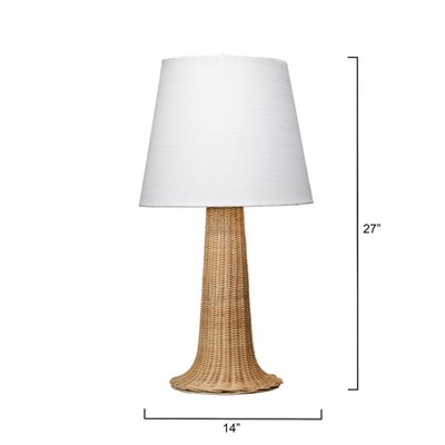 Natural Rattan Table Lamp with White Cotton Shade