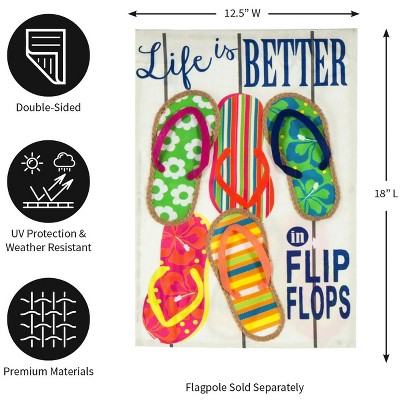 Evergreen Life Is Better In Flip Flops Garden Linen Flag