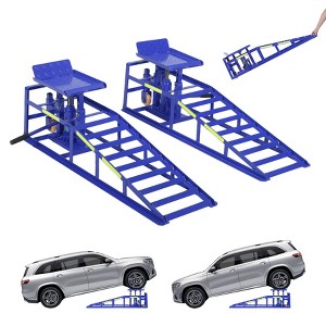 2-Pack 5 Ton Hydraulic Car Ramps with Wheels, Hydraulic Jack Lift Ramps ...