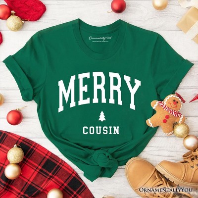 Merry Cousin Retro Christmas T-Shirt, Matching Family Holiday Tee | OrnamentallyYou