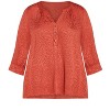 Avenue Women's Plus Size Texture Buttons Top - 30/32, Terracotta - 4 of 4