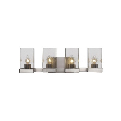 Toltec Lighting Nouvelle 4 - Light Vanity in  Graphite with 4" Square Clear Bubble Shade