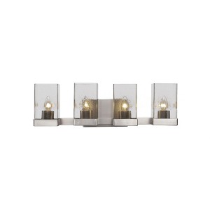 Toltec Lighting Nouvelle 4 - Light Vanity in  Graphite with 4" Square Clear Bubble Shade - 1 of 1