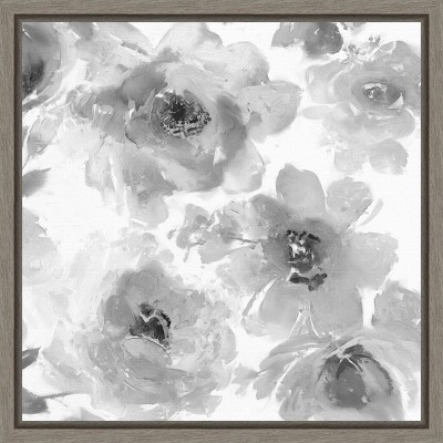 Amanti Art Springtime Black and White Flowers by Kelsey Morris Canvas Wall Art Print Framed 16 x 16-in.