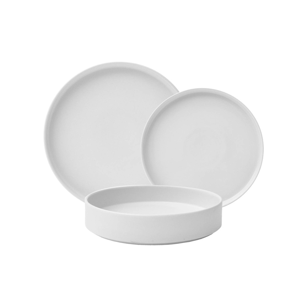 Photos - Glass 12pc Kaden Dinnerware Set White - 222 Fifth: Stoneware, Microwave & Dishwasher Safe, Service for 4, Solid Pattern