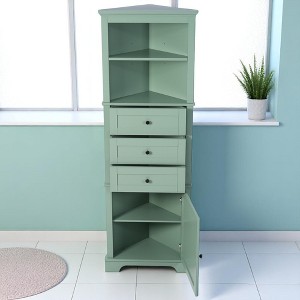 23-Inch Tall Corner Storage Cabinet with Door, 3 Drawers, Open Shelf & Adjustable Storage, Anti-Tip Device - 1 of 4