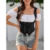 Acekool Women's Vintage Corset Top – Fitted Boat Neck Camisole, Irregular Waistcoat, Sleeveless Retro Suspender - 2 of 4