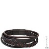Steeltime Men's black & brown braided leather and black ip stainless steel magnetic layered bracelet - 3 of 4